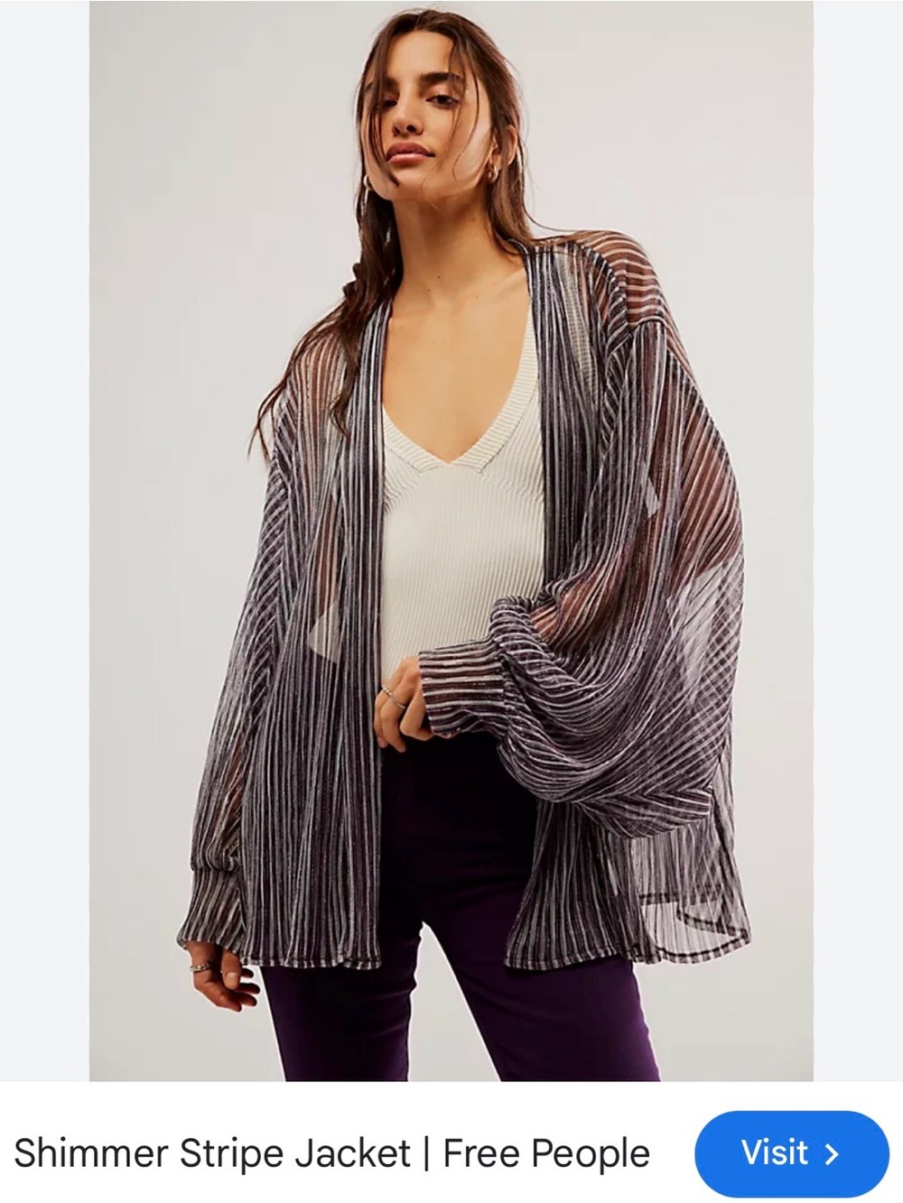 NWOT free people shimmer stripe jacket